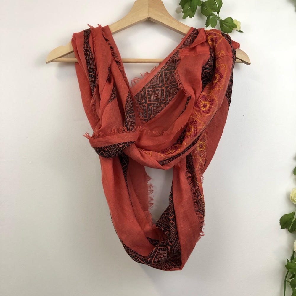 Loop infinity scarf with embroidery
